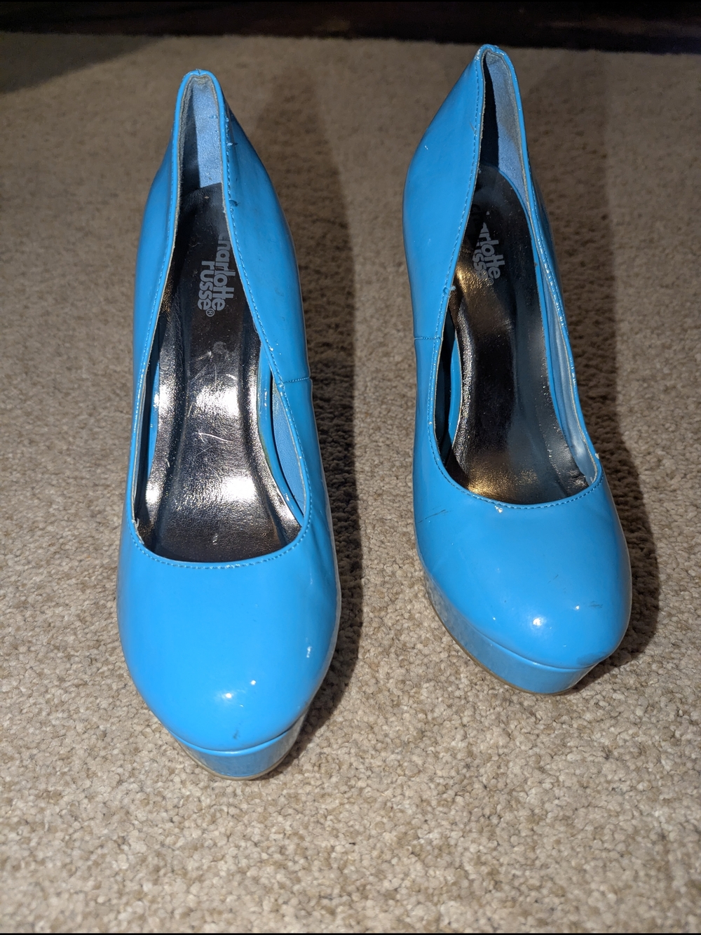 Charlotte Russe Bright Blue Patent Platform Pumps